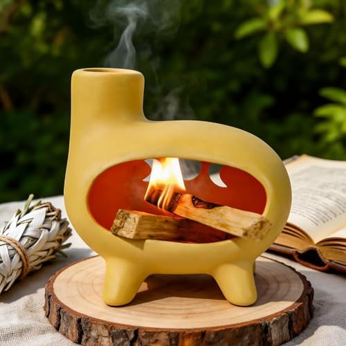 Handcrafted Yellow Clay Palo Santo Burner, Chimney Footed Sage Holder by MOUGIGI