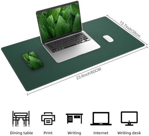 AFIING Cork Desk Mat, Dark Green, 23.6" x 13.7", Desk Pad Protector - Image 2