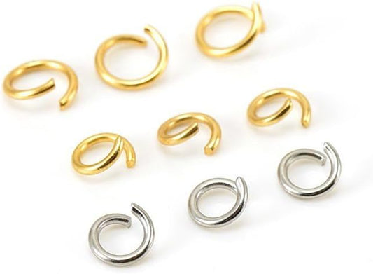 100pcs 0.5mm/ 24 Gauge, 18K Gold Plated 304 Stainless Steel, 3mm /3.5mm /4mm /5mm Open Jump Rings, Link Connector, Split Gold Jump Rings (Steel Color 3.5x0.5mm)