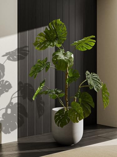 LE TAUCI 12 Inch Pots for Plants, Ceramic Large Planters for Indoor Plants, Indoor Plant Pots for Home Garden Patio Office, Planter Pots with Drainage Hole and Rubber Plug, Neutral Gray - Image 5