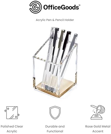 OfficeGoods Acrylic Pen and Pencil Holder, Gold - Image 3