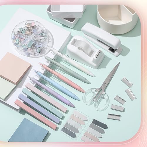 Kosiz 27 Pcs Black White Desk Accessories Gift for Aesthetic Desk Organizer Neutral Office Supplies Pen Holder Stapler Binder Sticky Notes Paper Clips Scissor Staples for Back to School(Fashion) - Image 6