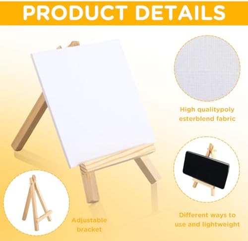 20Pack 4 x 4 Inch Mini Canvases with Easel Sets, Art Canvases Painting Kit for Kids Teenagers - Image 4