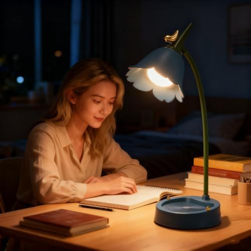 magical JD LED Desk Lamp Cordless Table Light Adjustable Gooseneck Dimmable Touch Rechargeable Battery Eye-Caring Night Light for Kids, Mini Cute Lamp for College Dorm Bedroom Reading (Blue) - Image 4