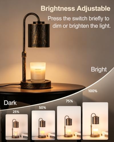 CASTLELIFE Dimmable Candle Warmer Lamp with Timer, Height Adjustable Candle Warmer for Jar Candles, for Home Decor House Warming Gifts, Birthday Gifts for Women, Antique Brushed Copper - Image 4