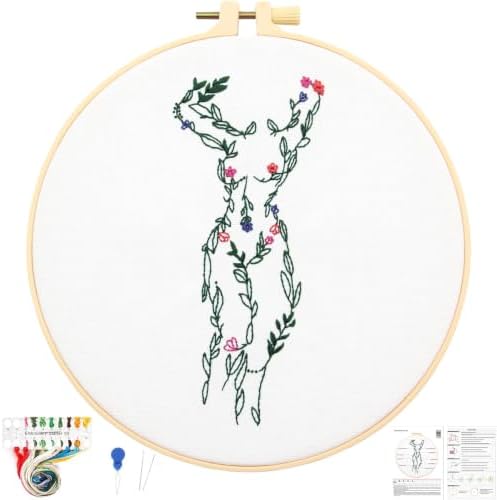 Easy Flower Embroidery Kits for Adults Beginners, Embroidery Starter Kits, Woman Floral Stamped Cross Stitch Kits Needlepoint Kits for Beginners Adults, Embroidery Hoop, Thread, Fabric, Video Tutorial by Unknown