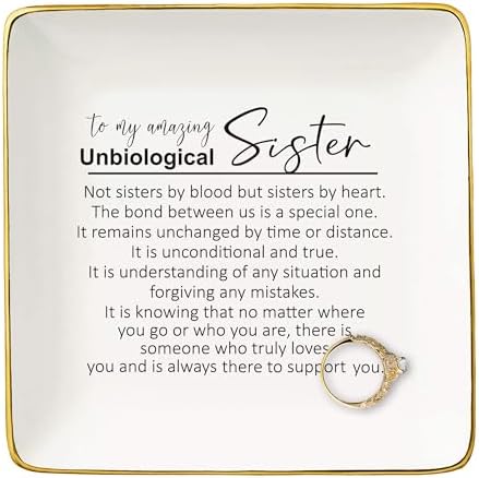 Birthday,Christmas Gift,Gratitude Affirmation Recognition Thank You Present for Best Friend,Soul Sister,Sis-in-Law,Bestie-Unbiological Sister Gift-White Elephant,Jewelry Tray Trinket Holder Ring Dish by NZY