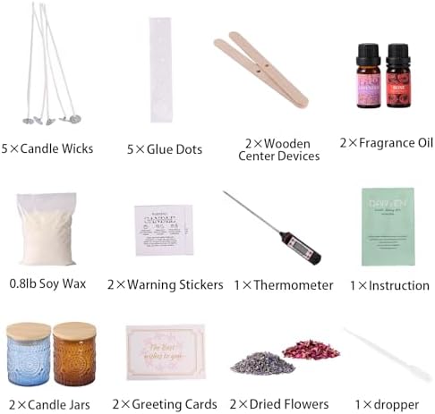 DARJEN Candle Making Kit for Beginners, 2 Jars Soy Wax Scented DIY Set - Image 2