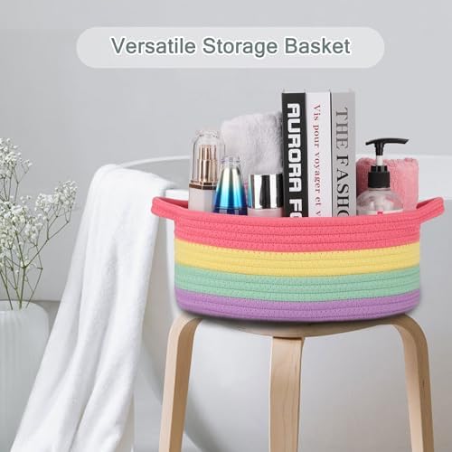 COMSE Empty Small Gift Basket with Bag & Ribbons, Rainbow - Image 6
