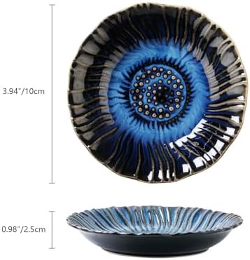 JAMEND CLXP Sunflower Ring Tray Cute Paper Clips Candy Dish Ashtray in Office, Decorative Trinket Jewelry Holder for Necklace Earrings Put On Bathroom/Kitchen Counters, Ceramic, Deep Blue. - Image 6