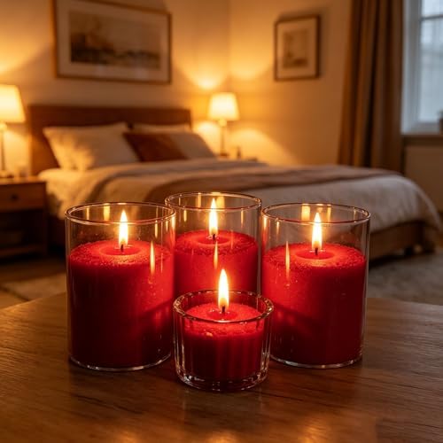 1.1LB Candle Sand- Red Candle Beads, Sand Wax for Wedding Decor Rosa Scented Candle with Wicks Dark Pearled, Wax for Home Decoration Party Gift 85 Burn Hours Refillable Candle Wax DIY Candle Making by Ljaglui