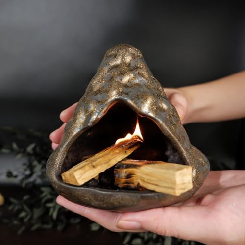 Black Gold Zongzi Shaped Clay Smudge Bowl,Ceramic Palo Santo & Sage Burner - Image 6