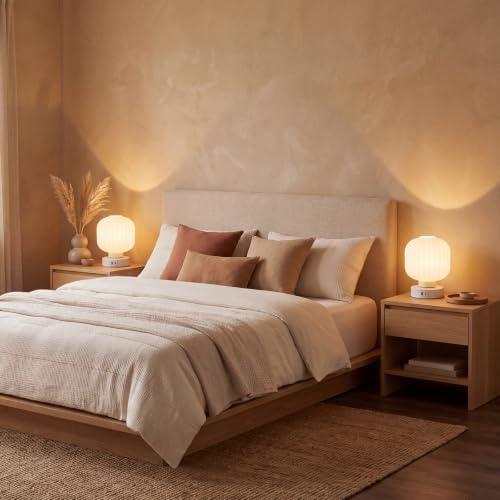 Elenhome Touch Bedside Glass Table Lamp Set of 2 with 3 Way Dimmable Light, Small Table Lamps with USB C+A Charging Ports - Bedroom Nightstand & Living Room Essential, Bulb Included - Image 4