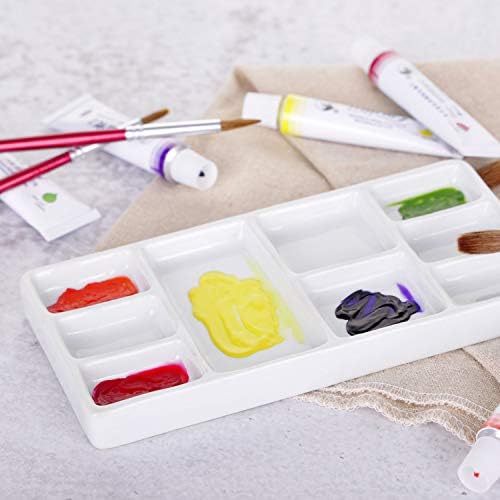 VanEnjoy White Square Ceramic Artist Paint Palette,Porcelain Watercolor Palette,Ceramic Mixing Tray for Watercolor Gouache Painting - Image 5