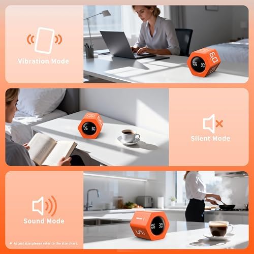 Productivity Cube Timer, 1/5/10/30/60 Minute Presets, Luxe Orange - Image 4