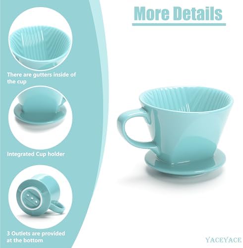 Ceramic Pour Over, Ceramic Coffee Dripper with 3 Holes, Medium - Image 3
