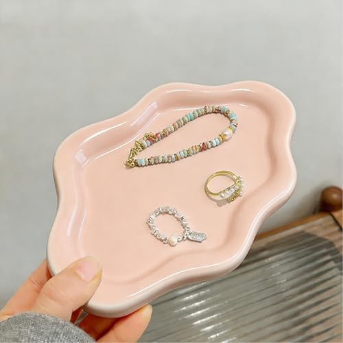 Ceramic Jewelry Tray, Cute Cloud Tray Jewelry Dish, Pink Trinket Dish, Ring Holder for Vanity Bathroom Nightstand Decor, Small Ring Dish Birthday Gifts for Women, Jewlery Plate for Candles - Image 5