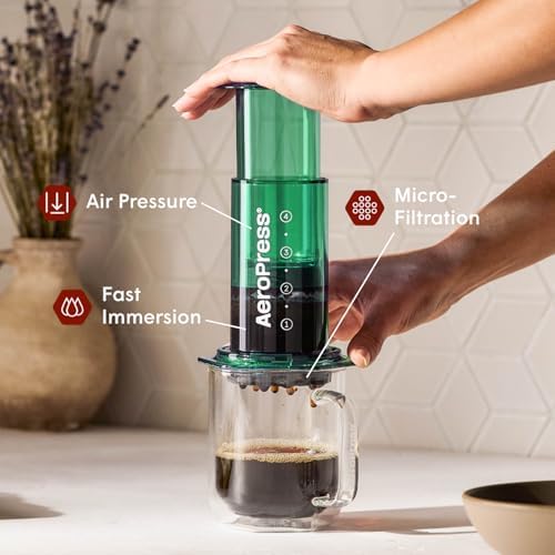 AeroPress Clear Green Coffee Press, French Press, Pour-Over & Espresso Style - Image 2