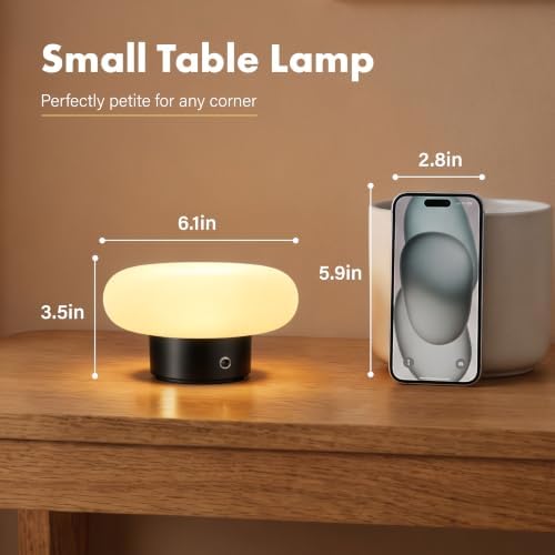 Cordless Table Lamp, Black Rechargeable Battery Operated Lamp - Image 6