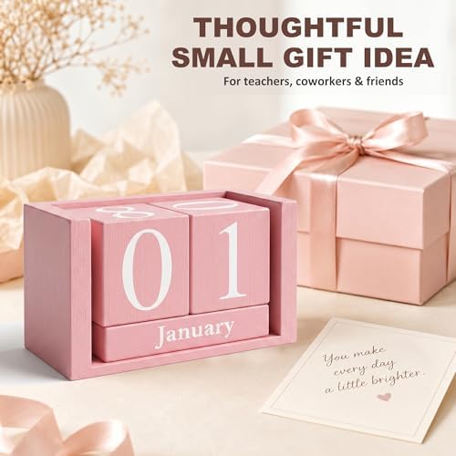 MICKYU Pink Wooden Perpetual Block Calendar - Image 6