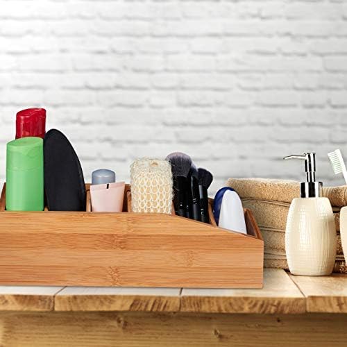 Relaxdays Bamboo Storage Box, 6 Compartments, Universal Organiser Box for Office, Bathroom, Kitchen, HxWxD: 10 x 14 x 35 cm, Natural - Image 5