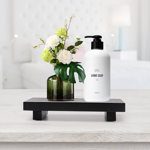 Black Bathroom Decor Wooden Counter Tray Sink Accessories Soap Dispenser - Image 3