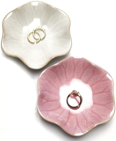Ceramic Leaf Dish, Tiny Key Bowl, Small Ring Dishes Holder, Jewelry Plate, Trinket, Nightstand Decor for Entryway Table Home Decor Gift for Mom, Women, Girls by Unknown