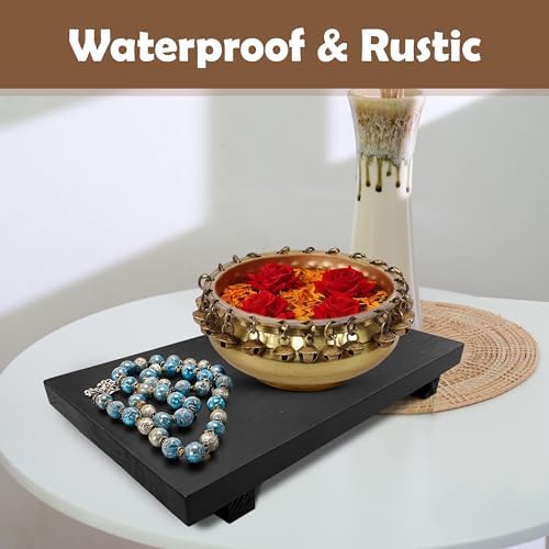 Rustic Pedestal Stand - Handmade Small Wood Tray - Soap Tray for Kitchen Sink, Bathroom (Black, 9 x 6 X 1.5 Inch) - Image 5