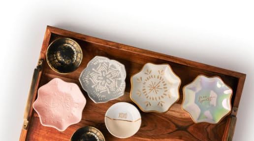 Karma Gifts Medium Flower Trinket Tray, Gray Flat - Image 4