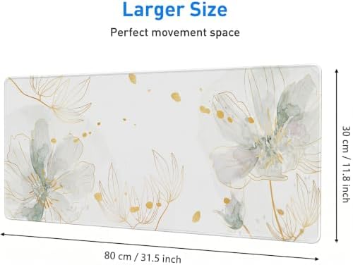 Aesthetic Floral Desk Mat, 31.5 x 11.8 Inch Mouse Pad, Dusty Green - Image 3