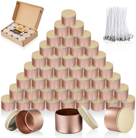 MGLIFEUL 4oz Candle Tins Jars Cans with Lids and Wax Wick for Making Candle by MGLIFEUL