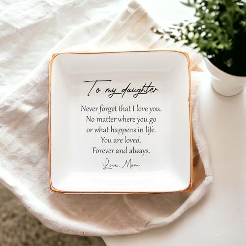 Square Ring Dish White Ceramic Jewelry Dish, Trinket Tray For Girl Bride From Mom, Birthday, Wedding Present, Mother and Daughter-In-Law Gift - Image 5