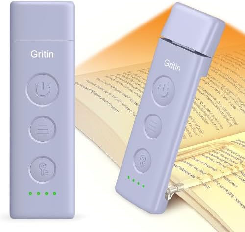 Gritin Book Light Rechargeable, Clip on LED Reading Light for Books in Bed by Gritin