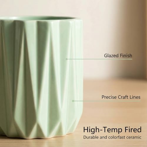 Succulent Plant Pots Ceramic Plant Pots and Drainage Hole Bonsai Planter Small Flower Pots for Indoor Outdoor Use for Home Office Garden Decoration,Plants Not Included (Green) - Image 3