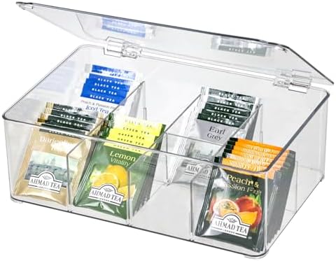 ZEXALOR Clear Tea Bag Organizer, Dresser Organizers Drawer Organzier Storage Container with Removable Dividers, Plastic Storage Bin with Lid, Organizer for Scarves Ties Bras by TheHouseofCoshonwol