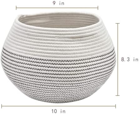 Goodpick Round Woven Rope Storage Basket for Shelves, 10" x 8.3", White - Image 3