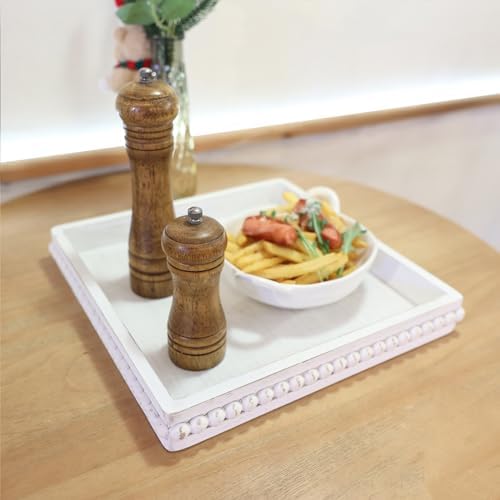 Hrastany Square Wood Decorative Serving Tray, 15"*9" Whitewashed - Image 5