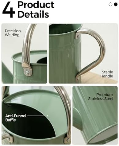 Bamworld Metal Watering Can for Indoor Outdoor Plant 1/2 Gallon Green - Image 5
