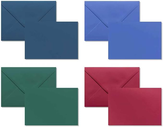 50 Pack Blank cards and envelopes,A7Self-Adhesive Envelopes with aestheticsFold Cards 5x7 for Wedding, GreetingCards, Baby Shower, Letter Mailing.(Navy & Forest Tones)