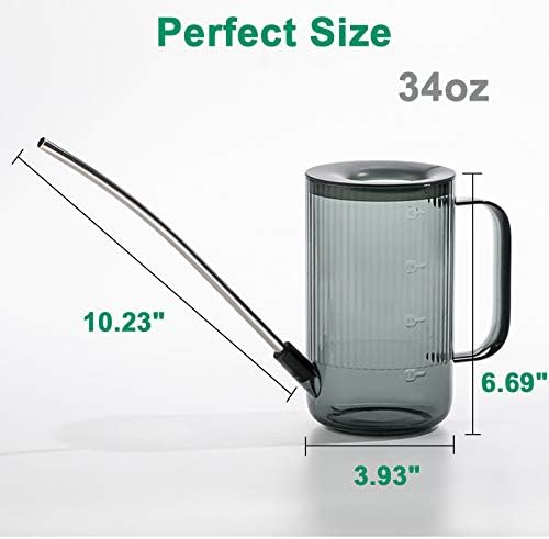 Long Spout Watering Can Indoor, Small Watering Cans for House Plants, Flowers, Succulents, 34oz (Grey) - Image 5