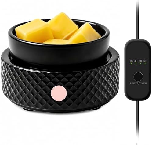 Wax Melt Warmer with Timer Ceramic 4-in-1 Candle Warmer with Auto Shut-Off for Scented Wax Melts, Candle Jars, Essential Oil, Coffee Cup Warmer Wax Burner Home Decor Fragrance Gifts for Women - Black by Dialans