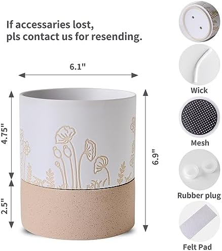 Nihow Self Watering Pots for Indoor Plants,6 Inch,White & Nature - Image 2