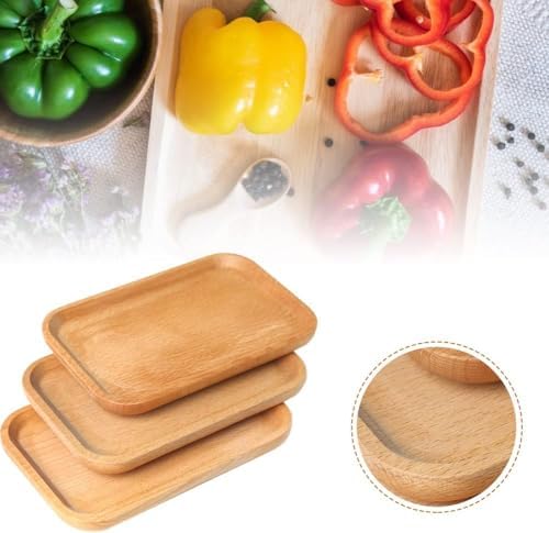 Linwnil 6 Pack 8 x 5 Inches Serving Platter Tray, Tray Cheese Plate Rectangular Platter for Fruit, Appetizer, Bread,Rectangular Avoid Sliding and Spilling Food (Wood Trays x 6Pack) - Image 6