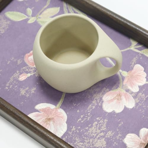 Wooden Valet Tray Floral Base Catchall Nightstand Organizer, Purple Blossom - Image 3