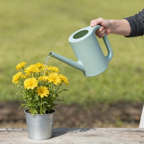 Plastic Watering Can - for Indoor and Outdoor Home Garden Plants - with Long Spout - Grey - 1/4 Gallon - Image 6