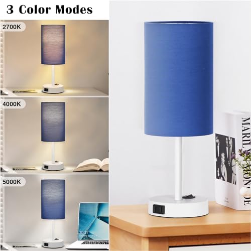 ZJOJO Blue Table Lamp Set of 2, 13.8" Small Lamp for Bedroom Nightstand - Image 3
