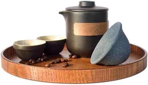 Pour Over Coffee Maker - All-Ceramic Drip Set, Single Serve Coffee Maker with Pour Over Dripper, Reusable Ceramic Filter & Carafe, Portable Travel Drip Kit Valentines Day Gifts for Him by Unknown