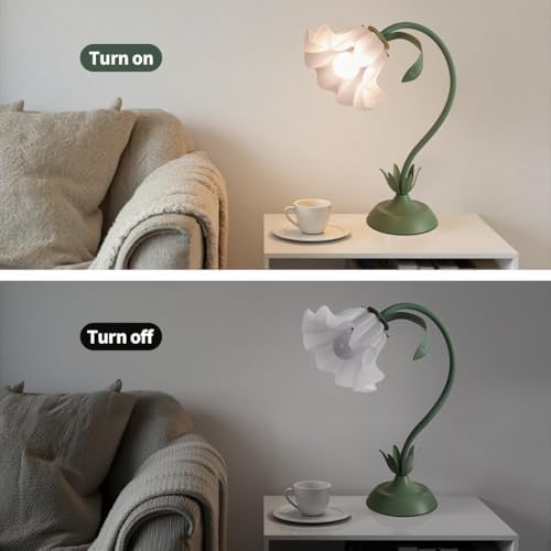 NewAoNaSen Flower Table Lamp Cute Lily Desk Lamp Bedside Night Light -Green - Image 5