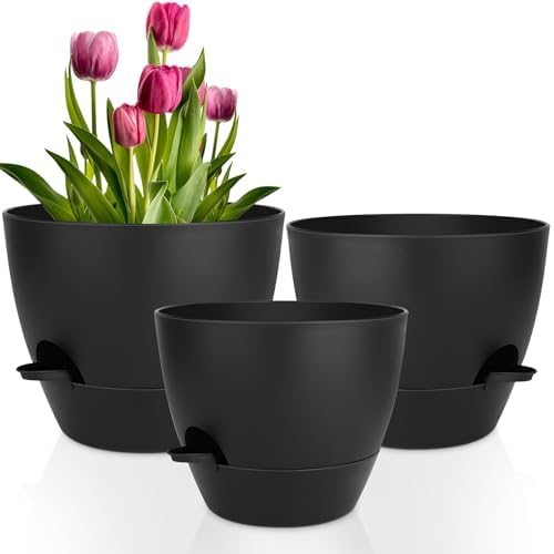 QRRICA 12/10/9 Inch Self Watering Pots for Indoor/Outdoor Plants by QRRICA
