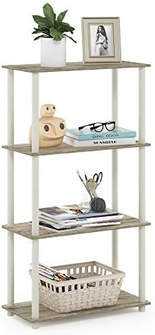 Furinno Turn-N-Tube Toolless 4-Tier Storage Shelves, Sonoma Oak by Furinno-FitsYourSpaceFitsYourBudget